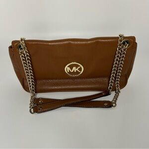 Michael Kors Fulton Leather Shoulder Bag with Gold Accents - Acorn